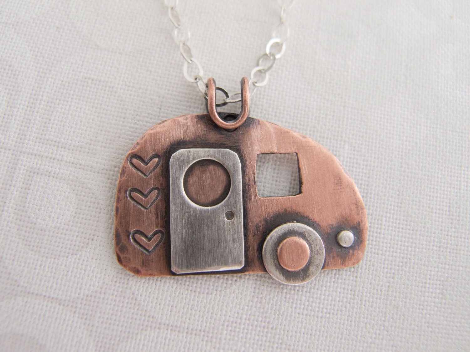 Retro Camper Charm Necklace Lets Go Camping Necklace Vintage