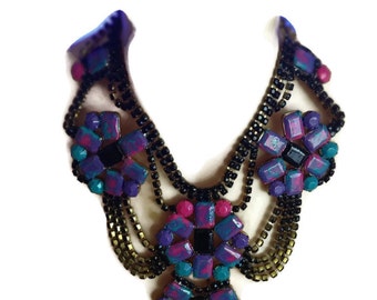 PICASSO painted rhinestone necklace