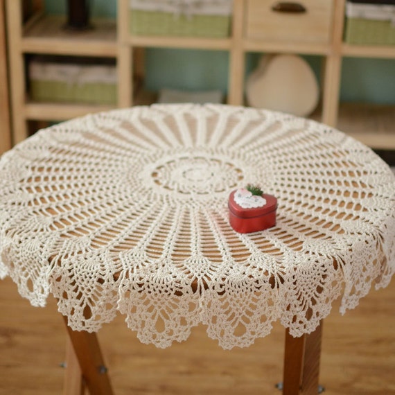 Hand crochet pattern table cover handmade coffee table cover