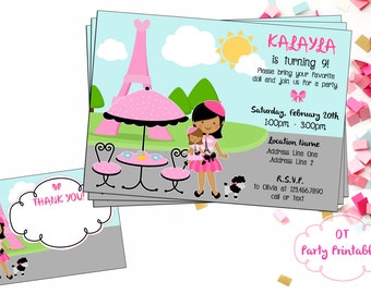 Baby Doll Birthday Party Invitation Customizable