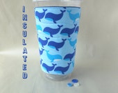 Whale coffee sleeve, cup cozy, Travel mug coozie, Insulated