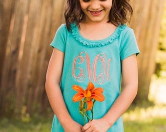 Monogram Short Sleeve Dress | Infant Dress | Monogrammed Dress | Girls Dress | Toddler Dress | Birthday Dress | Spring Dress