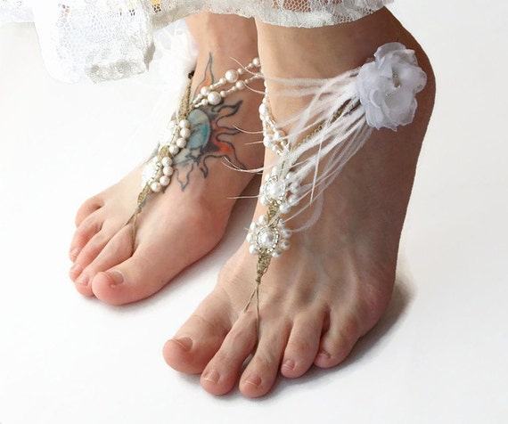Barefoot Sandals White Wedding Sandals by DestinationBarefoot