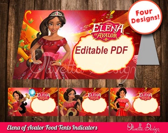 Elena of Avalor EDITABLE Food Tents, birthday decoration, Elena of Avalor, Food cards, party ideas, custom birthday - INSTANT DOWNLOAD