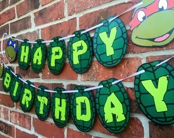 Ninja Turtle Happy Birthday Banner - Teenage Mutant Ninja Turtles Birthday Banner - TMNT Party - Ninja Turtle Inspired Party Decor
