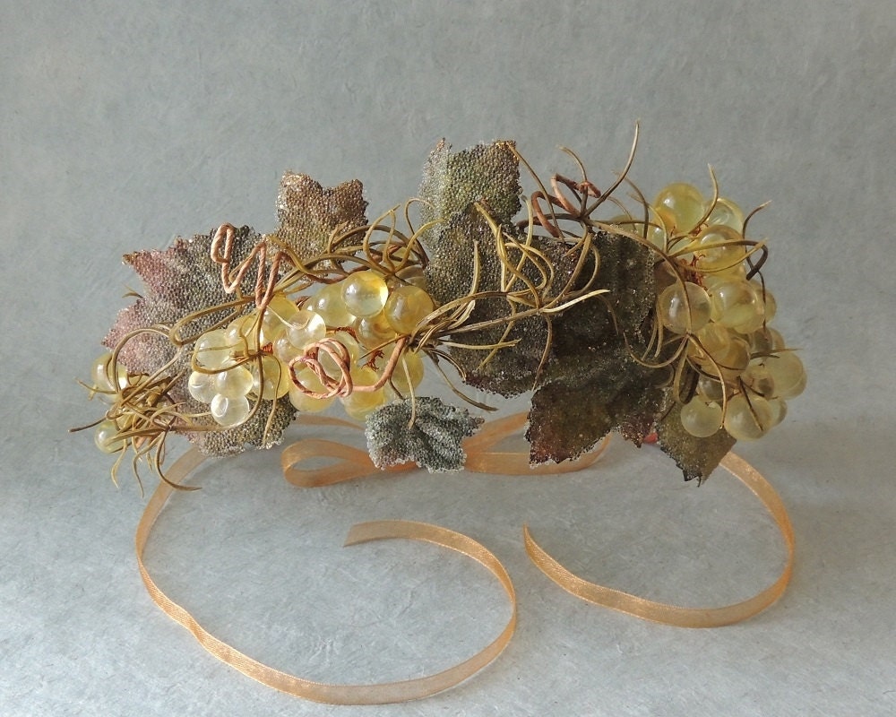 Glistening Hair Wreath Grape Vine Tiara Crown by LauraLannenBridal