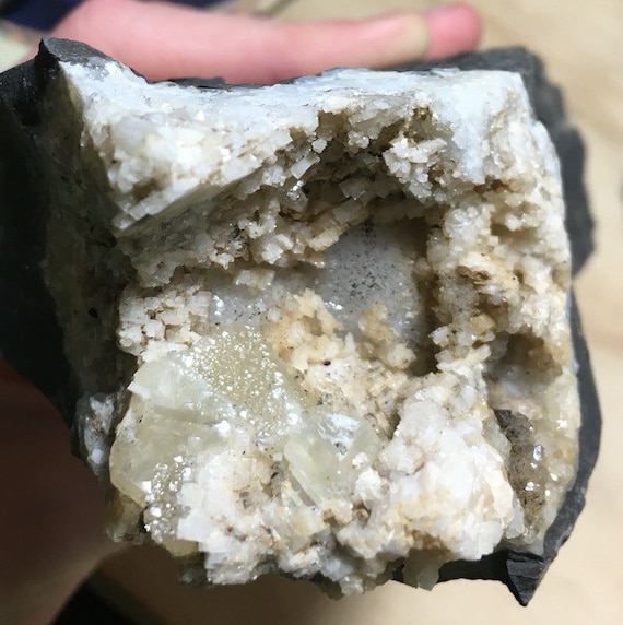 Natural Quartz Geodes in Limestone from Tennessee Yellow