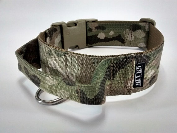 Tactical military dog collar with handle Multicam 40mm/ by MIaK9