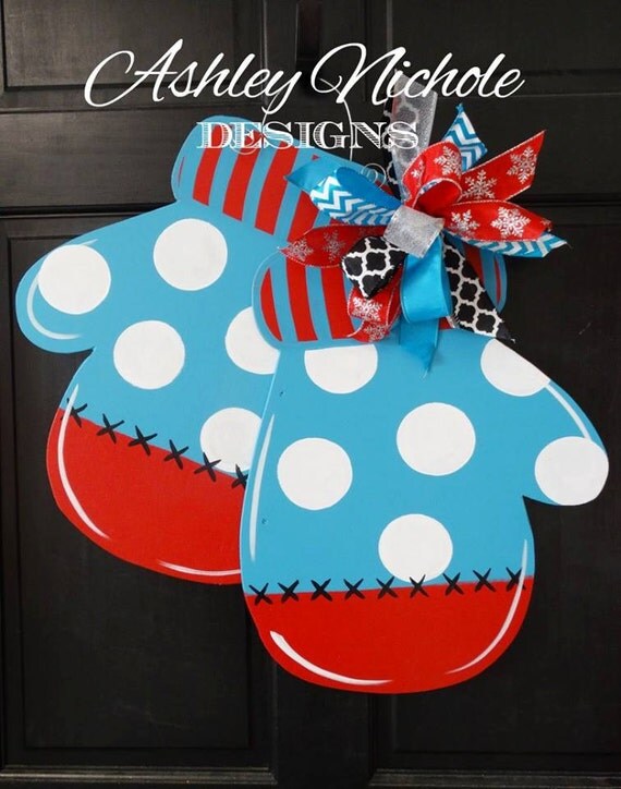 mittens door hanger winter door decor winter door hanger