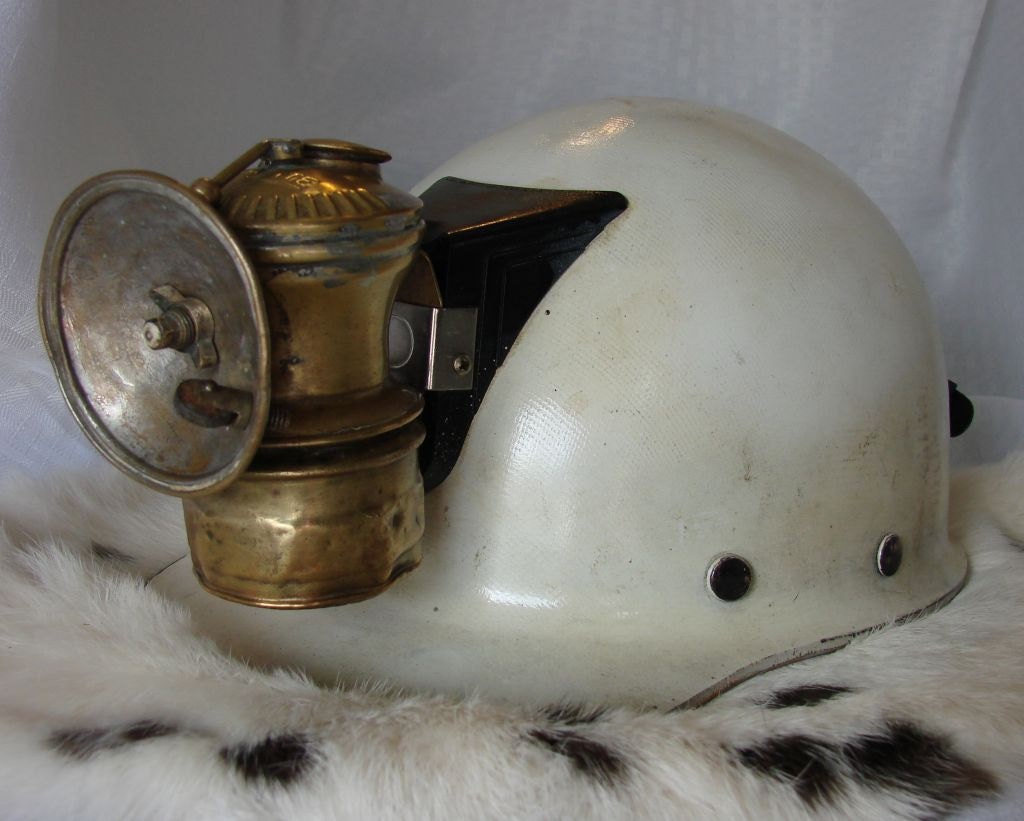 Vintage Mining Helmet With AutoLite Carbide Lamp Old Miners