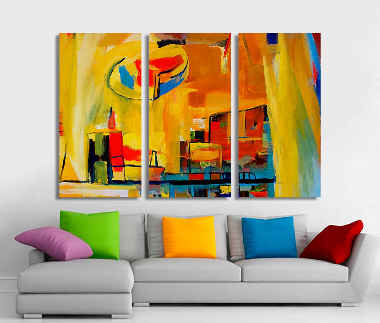 3 Panel Canvas Split Modern Abstract painting fine art giclee