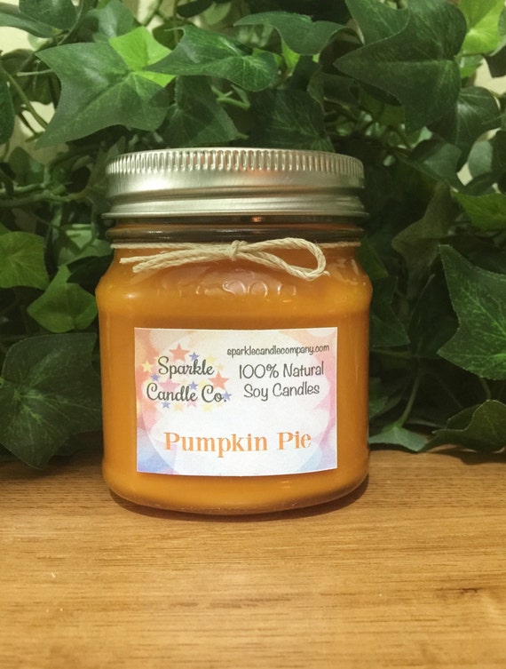 PUMPKIN PIE Candle Scented Soy Candle 8 oz Mason Jar