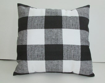 Black and White Check Pillow Cover, Large Check Print With Black And White Accent Pillow Cover