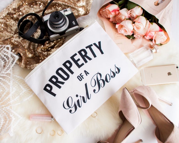 Property of a Girl Boss - Makeup Pouch, Travel Pouch, Accessory Bag