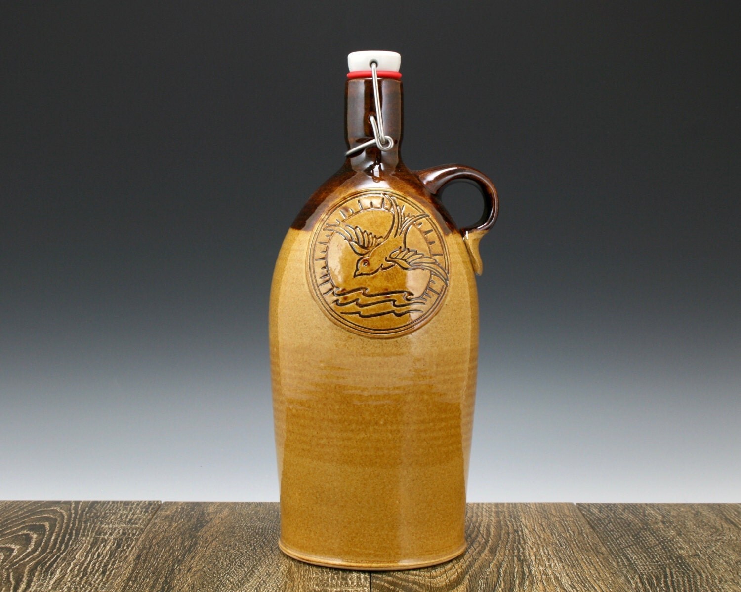 64 oz Beer Growler handmade from ceramic stoneware clay with