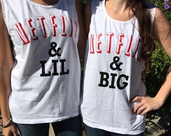 Netflix and Chill Big, Little, GBig, GGBig Family Reveal Sorority Comfort Colors Tank Top