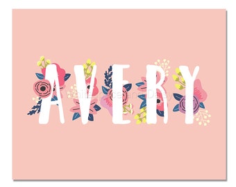 Avery Personalized Name Sign Baby Name Sign Party Printable Party Decorations Adult Party Decorations Birthday Party Decorations Name Print
