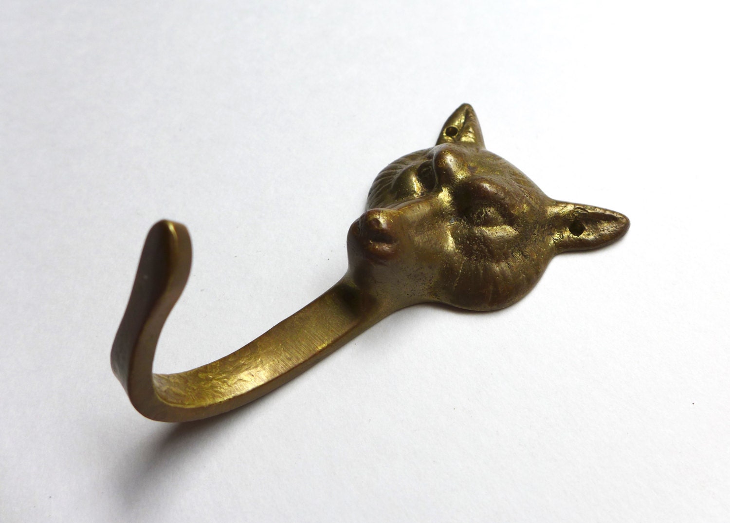 Midcentury Modern Brass Coat Hook, Brass Wolf Wall Hook,Brass Key Hook