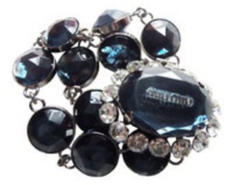 Blue Swarovski Crystal Bracelet With Rhinestone Clasp Mui Mui Vintage 1990