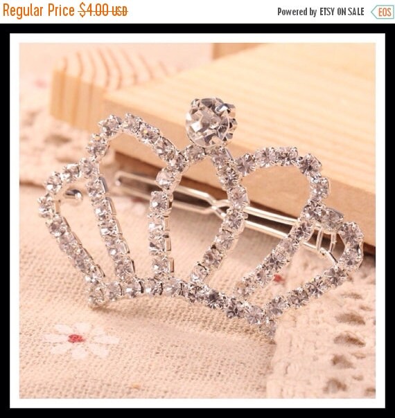 40 OFF Silver Rhinestone Tiara Hair Clip by JJNailDesign on Etsy
