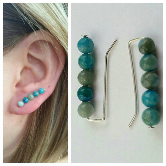 Turquoise Bobby Pin Earrings Pair Beaded Ear by creationsbykalyn