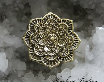 Tribal Brass Ear Plugs, Lotus Ear Tunnels, Ear Plugs, Tribal Ear Tunnels, Gauge Jewelry, Mandala Ear Plugs, Tribal Brass Earrings