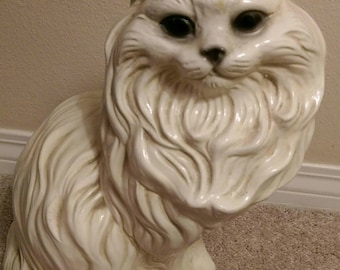 white persian cat statue