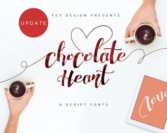 Chocolate Heart Script Wedding Font - Digital font - Calligraphy font - elegant typeface Wedding font - photography logo