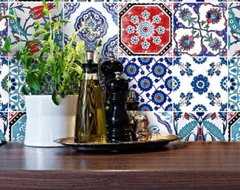 Turkish Patchwork Mix Wallpaper Removable Vinyl Wallpaper - Peel & Stick - No Glue, No Mess