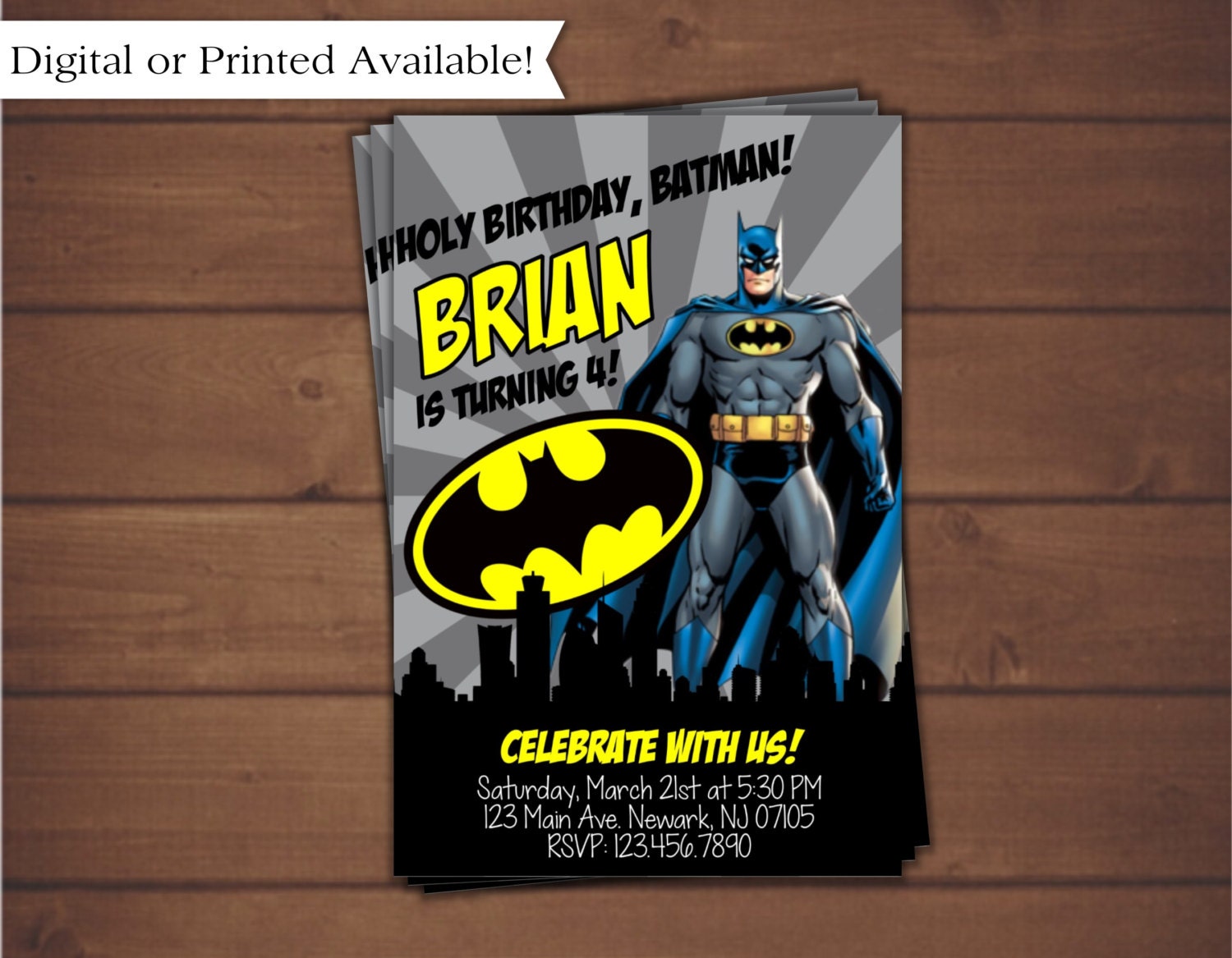 Batman Birthay Invitation Printable Batman Invite