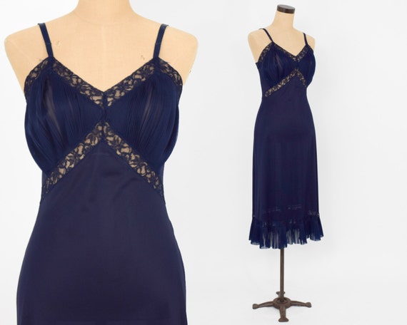 50s Navy Blue Slip Midnight Blue Lingerie Vanity Fair