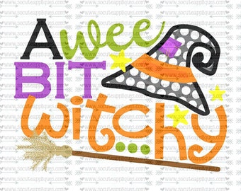SVG, DXF, EPS cutting file, I wee bit witchy, Happy Halloween witch svg, witch hat svg, broom svg, socuteappliques, scrapbooking file