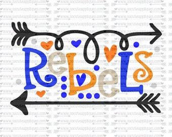 SVG, DXF, EPS Cut file, Rebels fun arrows svg, socuteappliques, SvG Sayings, football svg, football sister svg, football mom svg