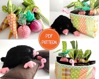Pretend Play Food | Play Vegetables Garden | Soft Toy PDF Sewing Pattern, Softie Pattern, Play Kitchen PDF Toy Pattern, Plush Pattern