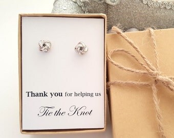 Tie the Knot message Earrings Bridesmaid Gift box, Knot Earrings Gift Box