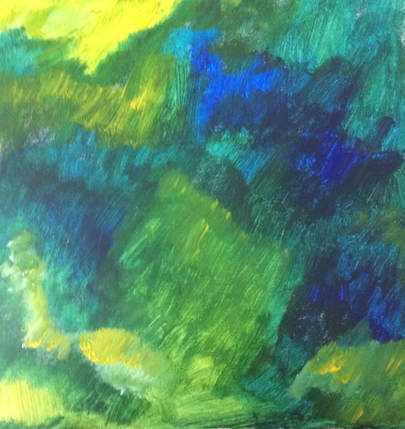 BlueYellowGreen Abstract Painting Abstract Art 12 x