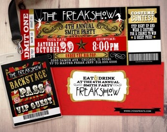 Carnival, Freak show, Halloween invite, Halloween party, Halloween invitation, Halloween, circus, vintage circus, carnival