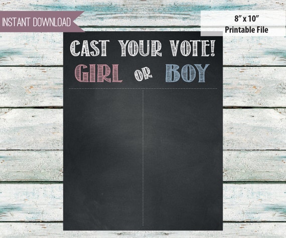 Cast your vote Boy or girl Gender Reveal Chalkboard sign