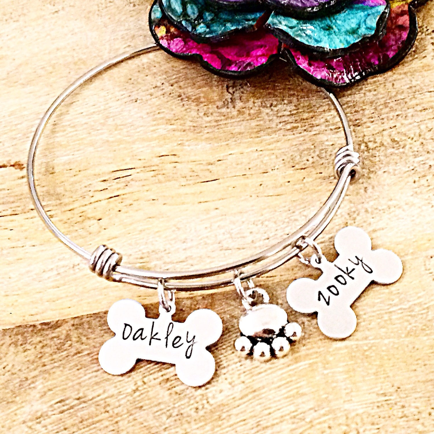 Pet Lover Jewelry Dog Bracelet Personalized Hand Stamped Pet