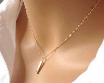 Vertical Bar Necklace, Short Bar Pendant Necklace, Dainty Bar Necklace, Gold Simple Necklace, Minimal Gold Necklace, Dangle Bar Necklace