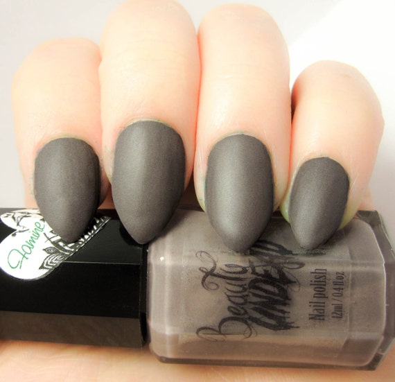 Famine Matte Grey Nail Polish by BeautyUndead on Etsy