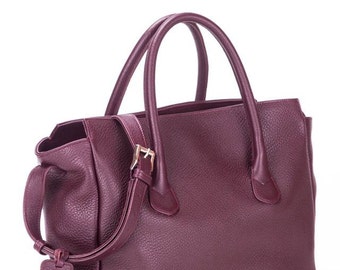 Leather handbag, leather tote, italian leather bag, Burgundy leather handbag, Leather handbag