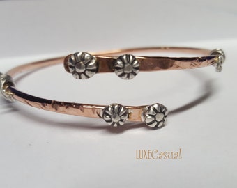 Copper Bangle Bracelet Mixed Metal Bracelet Boho Bangle Copper Bracelet Copper Jewelry Luxe Casual Jewelry