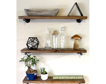 Industrial pipe shelving, Reclaimed wood shelf, Pipe shelves, Pipe shelving, Floating shelf, Rustic shelf, Barn wood