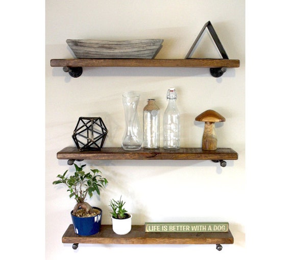 Industrial pipe shelving Reclaimed wood shelf Pipe shelves