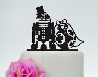 Wedding Cake Topper,Star Wars Cake Topper,R2D2 & Bb8 cake topper, Acrylic Custom Cake Topper,Love Cake Topper,Star Wars Silhouette P152