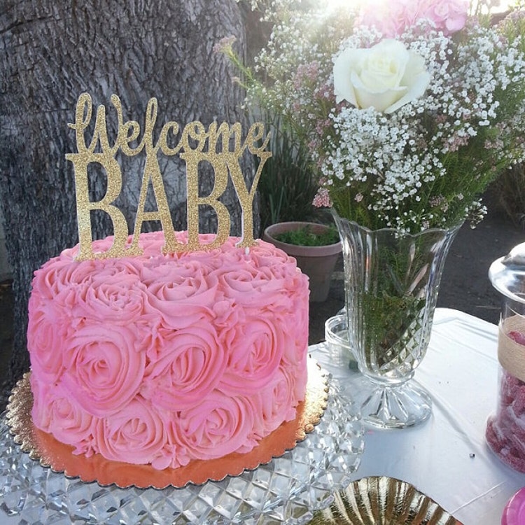 Baby Shower Cake Topper Welcome Baby Cake Topper by  