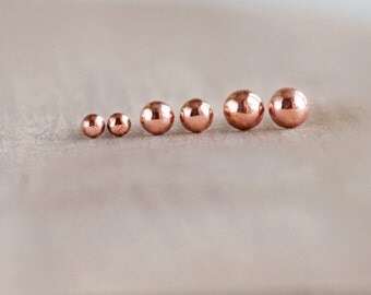 Copper stud earrings - minimalist - simple - everyday earrings