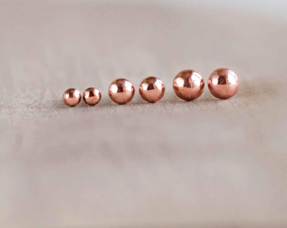 Copper stud earrings minimalist simple everyday