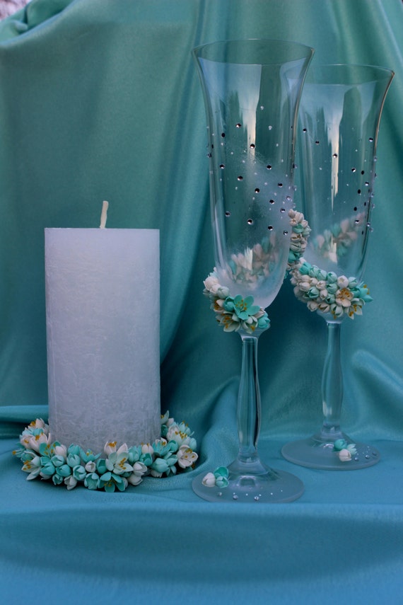 Download Mint color Wedding Set Wedding Glasses Wedding Candle